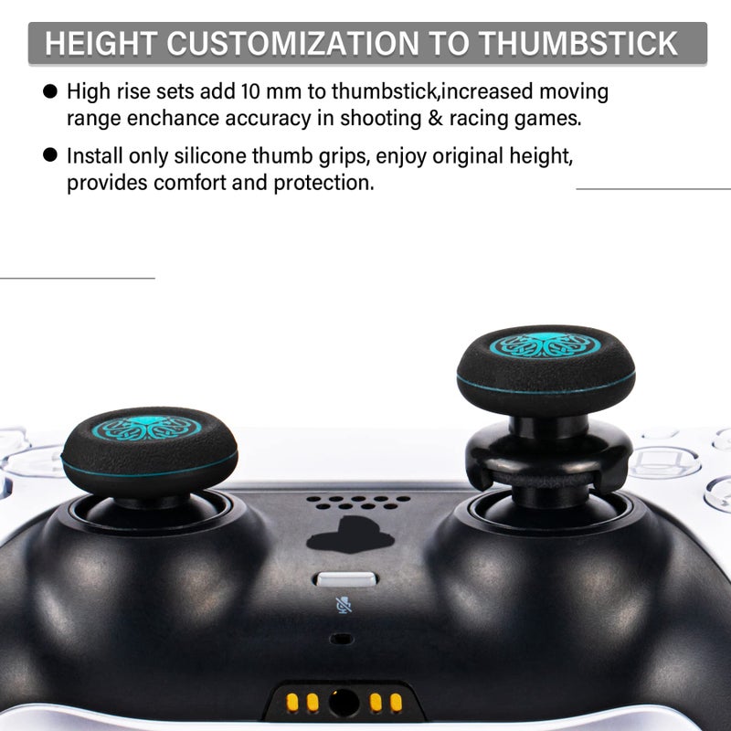 Playrealm FPS Thumbstick Extender & Printing Rubber Silicone Grip Cover 2 Sets for PS5 Dualsenese & PS4 Controller (Cthulhu Abyss Blue) - Image 3